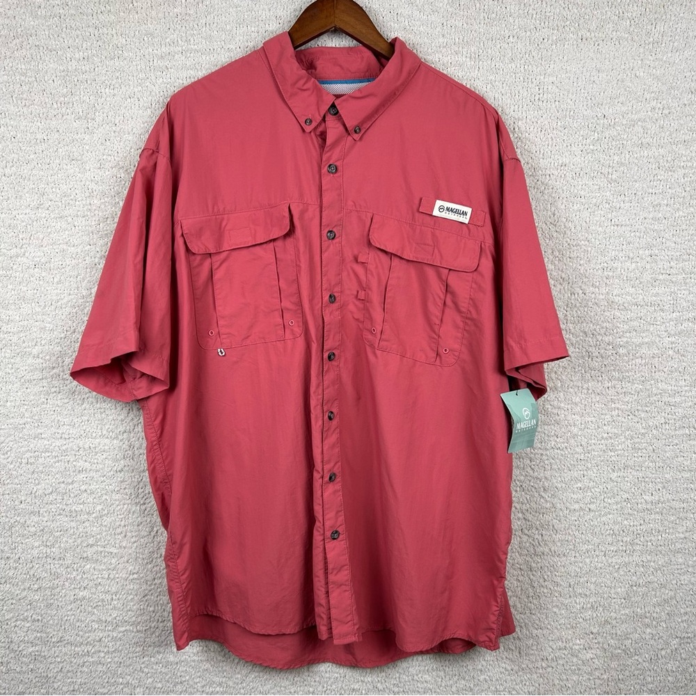 Magellan Top Mens 2XL Coral Relaxed Fit Moisture-Wicking Fish Gear Vent Outdoors
